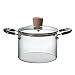 YUDIZWS Pentole in Vetro per Cucinare, Pentola in Vetro Trasparente Resistente al Calore con Coperchio E Doppio Manico, Fornello per Stufati per Fornelli A Gas, Congelatori, Forni A Microonde,2l