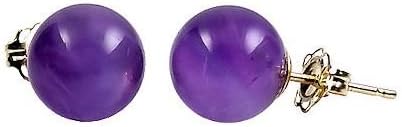 Trustmark 14K Yellow Gold 6mm Natural Purple Amethyst Ball Stud Post Earrings