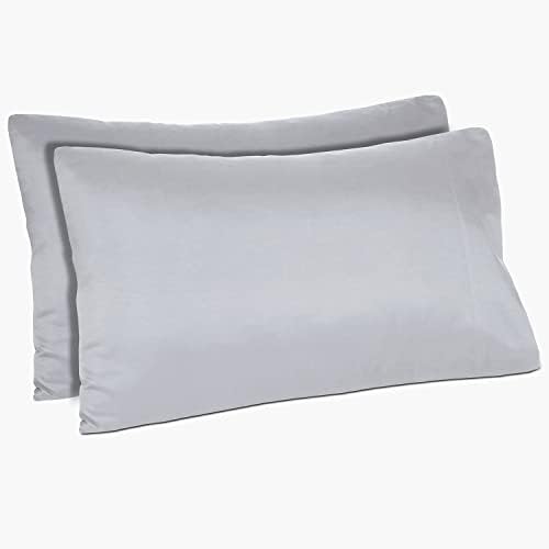 BLC Pillow Cases Standard/Queen Set of 2 – 1800 Brushed Microfiber Pillowcases Ultra Soft Wrinkle, Fade, Stain Resistant - Pillow Case with Envelope Closure 20 X 30 (Standard/Queen, Light Grey)