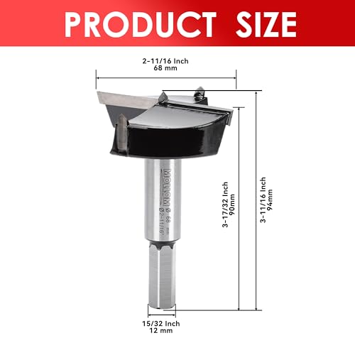 MOLLOM 2-11/16" (68mm) Forstner Drill Bit for Precise Woodworking with Durable YG8 Carbide Thickness of 2.0mm,This Hinge Cutter Tool is Ideal for Hard Wood Plastic - Image 2