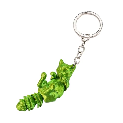 Llavero de gato articulado 3D amarillo verde - Fernando Cortés