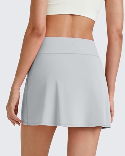 G4Free Tennis Skirts,Women Elastic Waist Running Short Skirt Casual Summer Soft Comfortable A Line Active Golf Sports Skorts with Pockets(Grey,S) — view 6