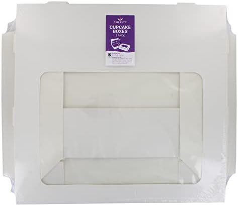 Culpitt 12 Hole Cupcake Box, 5 Pack, White Cupcake Boxes For Carrying And Displaying Tasty Muffins, Fairy Cakes, And Treats