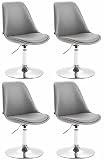 CLP Lot De 4 Chaises De Salle A Manger Mavevick en Similicuir I Design Retro I Ajustable Et Pivotante I Pied en Métal, Couleur:Gris, Couleur du Cadre:Chrome
