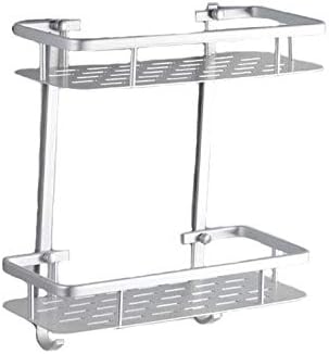 Bathroom Corner Shelf Aluminum 2 tiers Shower Storage Corner Shelves with Hooks Kitchen Corner Sticky Shelves