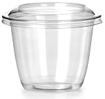 Signature Packaging Plastic Takeaway Container with Lid – Clear PET Pot for Food Storage, Leakproof Round Tub for Yogurt, Granola, Dips, Deli, Disposable and Reusable - 8oz Pack of 100 pots + 100 Lids
