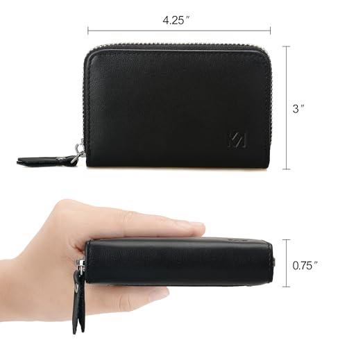 KM Legend Wallet for Women,Slim RFID Blocking Credit Card Holder with ID Window,Double Zipper Compact Purses for Women with Coin Pocket3