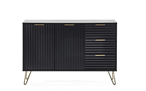 Julian Bowen Murano Large Sideboard-Matt Black, Wood, One Size