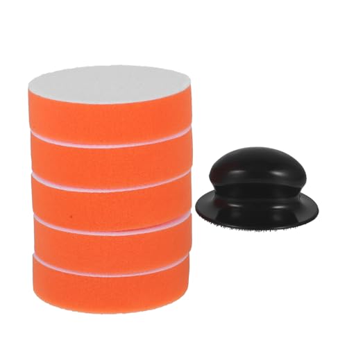 Parliky Almohadillas de Esponja para Pulir Coche con Mango Ergonómico Aplicador de Cera Manual para Acabado Profesional y Limpieza Delicada