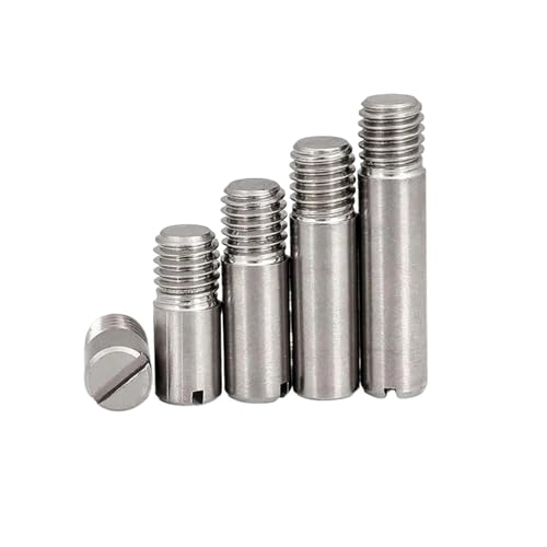 WKAIYUAN 2 Pezzi M10 GB878 304 A2 in Acciaio Inossidabile Filettatura Esterna Perno di centraggio Solido con Intaglio Testa Posizionamento Albero Rullo(25mm)