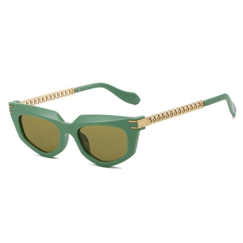 Lunettes de soleil œil de chat UV400 contre la fatigue visuelle, style polygone rétro à chaîne