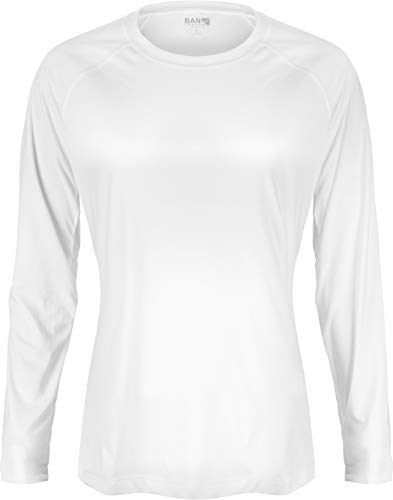 Ban The Sun Women's UV Protection Long Sleeve Performance Shirt (XL, White)