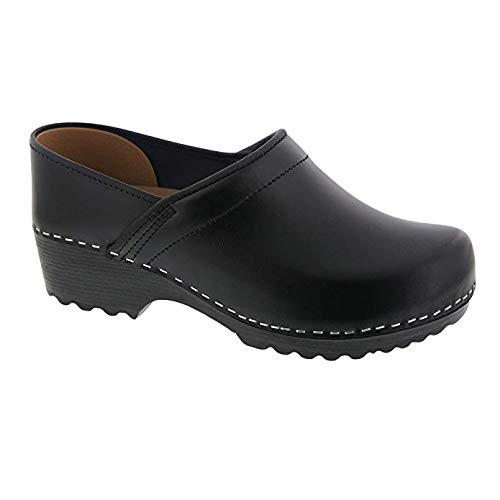 Bjork Ken Swedish Men's Pro Black Smooth Leather Clogs (EU-40)