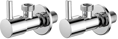 Ibergrif M22025-1/2 Llave de Escuadra 1/2" x 1/2", Válvula de Ángulo G1/2 de Acero Inoxidable Cromado, Válvula de Cierre de Agua para Lavabo, Fregadero y Baño (Paquete de 2)