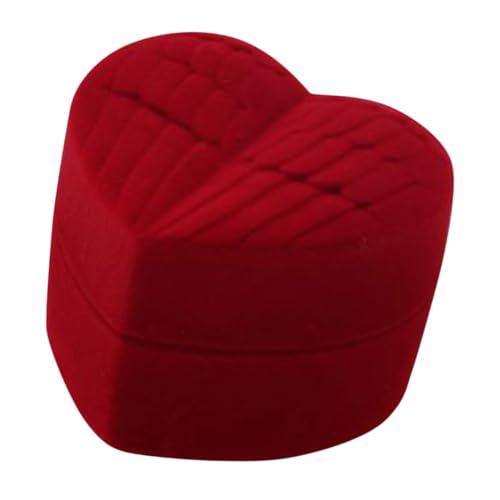 NUOBESTY Scatola Porta-Anelli a Forma di Cuore Rossa Porta-Fedi per Cerimonia Nuziale Interno Morbido Scatola per Anelli di Fidanzamento per Proposte e Matrimoni Decorazione Romantica