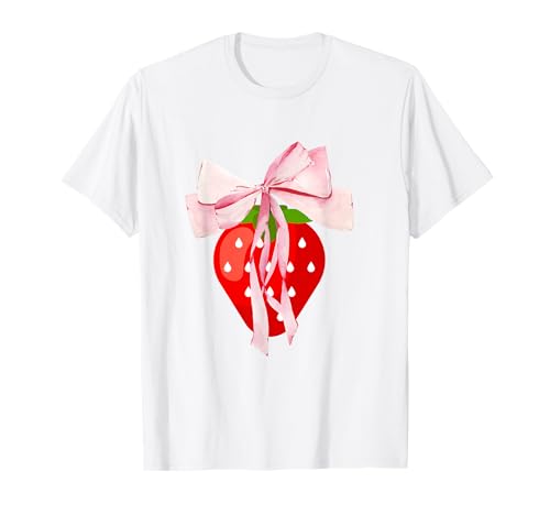 Kokette Schleifen mit Erdbeere Süße Kokette Mädchen Kleidung T-Shirt