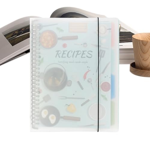 Gcerfby Organizador personal de recetas de tapa dura en, cuaderno de recetas, libro de recetas en, puede contener 160 recetas, puede soportar golpes menores, azul claro/, para diario de c