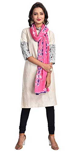 Image of Women's Pure Cotton Multi-Colored Traditional Authentic Tie Dye with Bandhej Bandhani Dupatta Chunni