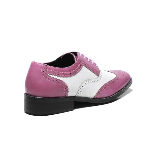 Metrocharm Two-Tone Wingtip Oxford Men's Dress Shoes, Synthetic Leather, Brogue Style, Lace-Up Design for Formal Wear, MC1183