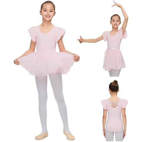 ALHAVONE Toddler Girl Ballet Dance Dress Tutu Leotards with Removable Skirts Criss-Cross Back Dance Outfits (Pink, 3-4Years) Cover