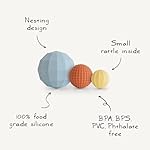 mushie Silicone Nesting Spheres Sensory Toy (Powder Blue) - Image 2