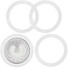 6 Cups Coffee Gasket for Bialetti Moka Aluminium Stove Top Coffee Maker Pots Express - 4 Gasket and 1 Stainless Filter 5pc