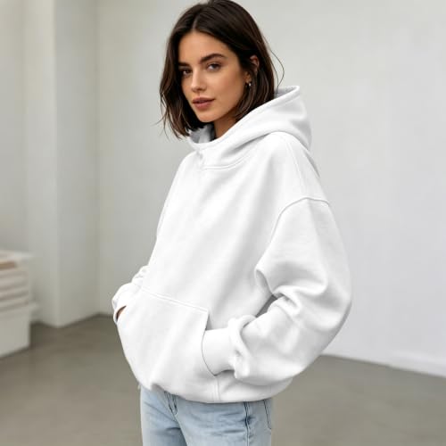 Funnel Neck Hoodie Women Oversized Mock Neck Sweatshirt Fall Outfits - image 3