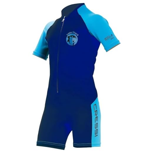 Cressi Little Shark Jr Shorty 2mm - Kurzarm Neoprenanzug für Kinder,Blau/Hellblau, 5/6 Jahre