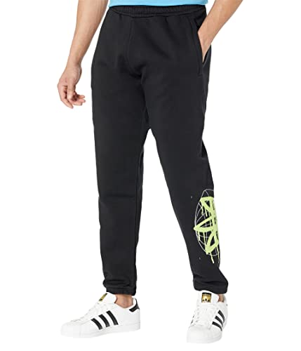 Image of adidas Originals Men's Graphics Behind The Trefoil Sweat Pants, Black/Solar Yellow, Large