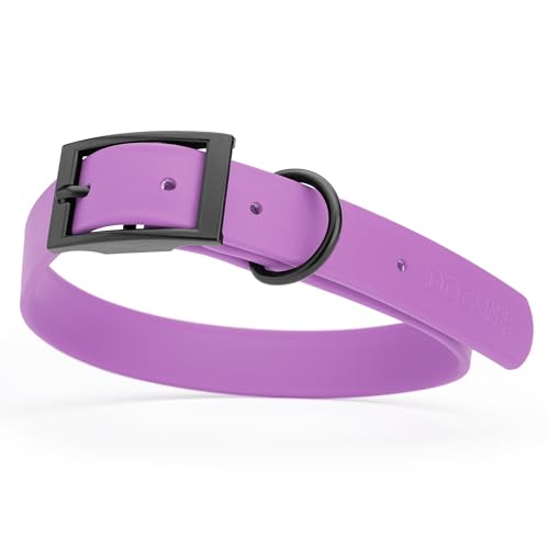 Image of Dogline Biothane Waterproof Dog Collar Strong Coated Nylon Webbing with Black Hardware Odor- Proof for Easy Care Easy to Clean High Performance Fits Small Medium or Large Dogs, Amethyst Purple