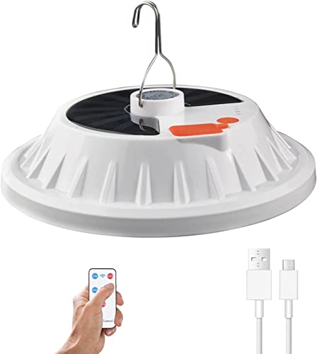 Wisada 120 LED Solar Camping Lantern con Control Remoto, Lámpara de Camping Luces portátiles para Recargable por USB 5 Modos IPX7 Impermeable Tienda Luz para Exteriores, Emergencia (120W) Cover