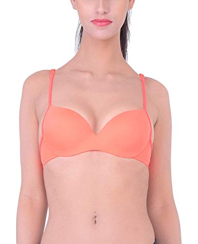 Image of Brachy Women's Polycotton Padded Underwire Push Up Bra Orange