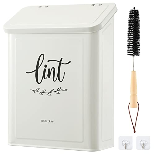 PERFNIQUE Magnetic Lint Bin for Laundry Room with Lint Brush,