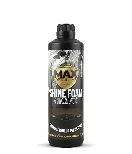 MAX DETAIL-LAB - Shine Foam - Champu Espuma Activa Lavado Coche Foam Exterior PH Neutro, Acabado Brillante Cera Carnauba Liquida, Jabon Concentrado, Kit Limpieza Detailing Profesional Coche Moto 500ml
