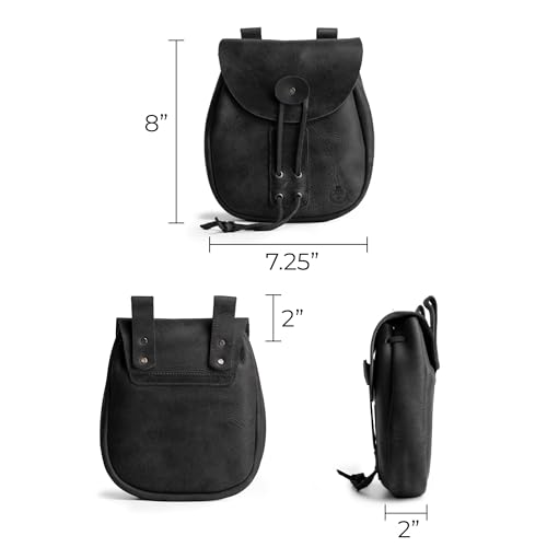 Bushcraft Bag, Portable Safe Pouch for Securely Storing Money, Coins, Bills, Valuables, Full Grain Leather, Handmade (Charcoal Black)4