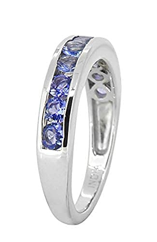 YoTreasure 3MM Tanzanite .925 Sterling Silver Journey Stackable Ring Eternity Band4