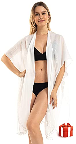 Women's Stylish Kimono Cardigan with, Loose Sleeveless Beach Cover Up