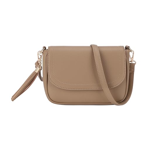 Image of EVVE Small Crossbody Bags for Women Trendy Flap Saddle Purses with Tassel Vegan leather Shoulder bag