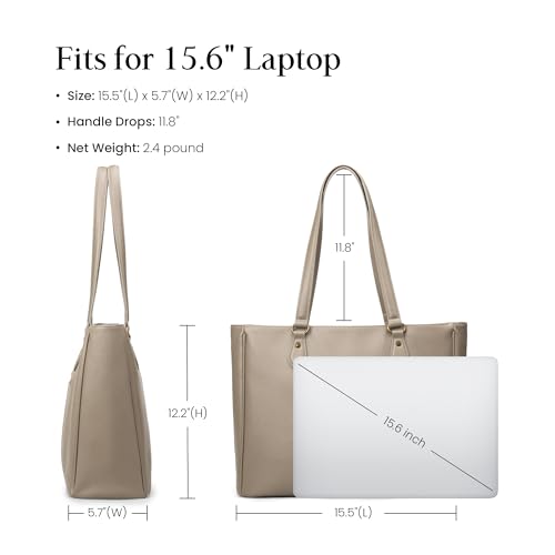 Image of befen Genuine Leather Tote Bag for Women Work, Womens Laptop Purse Bags Shoulder Satchel Handbags with 15.6 inch Compartment