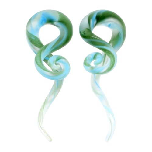 New 2026 Unisex 2Pcs Glass Ear Plugs Tunnel Spiral Taper Cartilage Earring Gauges Expander Stretcher Flesh Piercing Jewelry Findings Fashion Trendy Accessories Creative Gift For Women And Men