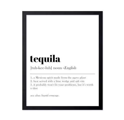 Poster Master Typography Poster - Retro Dictionary Print - Tequila Definition, Liquid Courage, Book Page, Funny - Gift for Artist, Friend - Wall Decor for Bar, Pub, Kitchen, 16x20 Black Framed