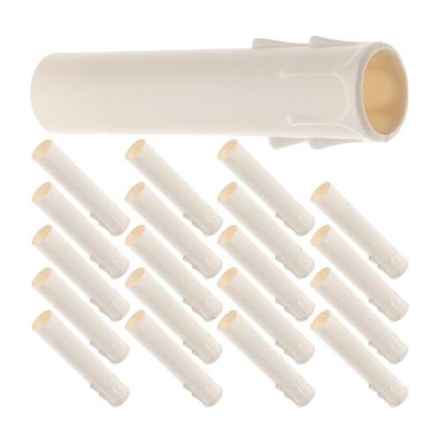 MALUGOGO 24 fundas blancas para candelabros con aspecto de vela decorativo, se adaptan a la mayoría de bombillas de araña, hechas de material resistente de polipropileno y Ps, para iluminación del