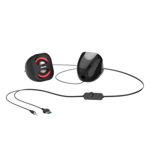 Hama Casse Sonic Mobil 183 Per Notebook, Rms 2X1.6W, Connessione Usb, Nero/Rosso - 13