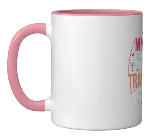 Mini Me Travel Buddy Adventures Mother Daughter Getways Ceramic Mug, Pink/White