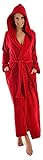 Naturawalk Lange oder extra lange Damen und Herren Bademäntel aus 100% BIO Baumwolle mit Kapuze in 5 Farben, S bis XXXXL Farbe bordeaux 140 cm, Grösse 3XL