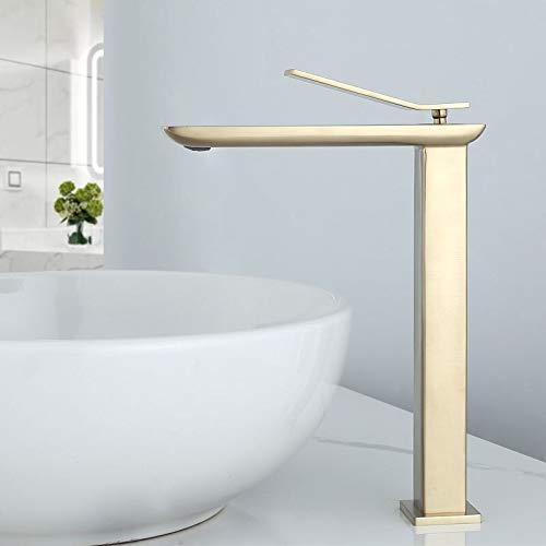 Grifo de latón cepillado para baño mezclador de agua sobre encimera de diseño 5