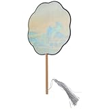 Ciieeo Abanico de Mano Estilo Chino Tradicional Ventilador Verano Diseño Artesanal Pintura Mil Li Jiang Shan Tamaño Adulto 1 Adecuado para Baile y Decoración Cultural