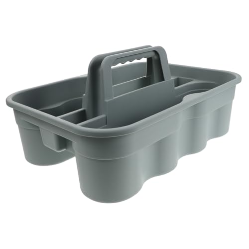 SOLUSTRE Portable Cleaning Tote with Dividers Plastic Storage Basket for Car Home Office