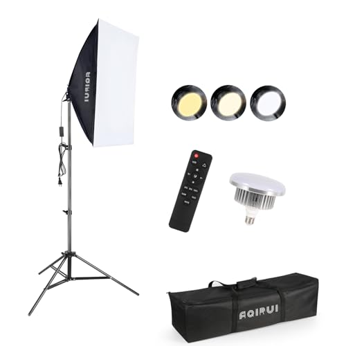Upgrade LED Bulb Softbox Lighting Kit, Continuous Photography Lighting Kit with 175W 3000-6700K E27 LED Bulb, Soft Box, Photo Studio Lights Equipment for Camera Shooting, Video Recording 1 Pack
