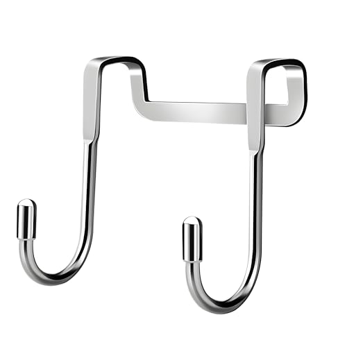 Image of JIALTO Over Door Hook Stainless Steel S Hook- SS 304 Cabinet Door Hanger, Double S Shape Hanging Hook for Clothes, Towels, Kitchen and Bathroom Organizer, Silver